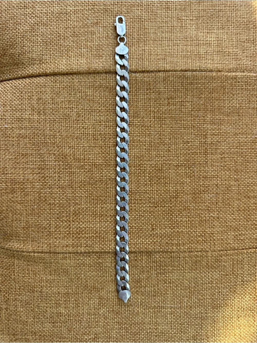 Sterling Silver Flat Curb Link Bracelet 8 Inch Long 12mm Italy Lirm 925
